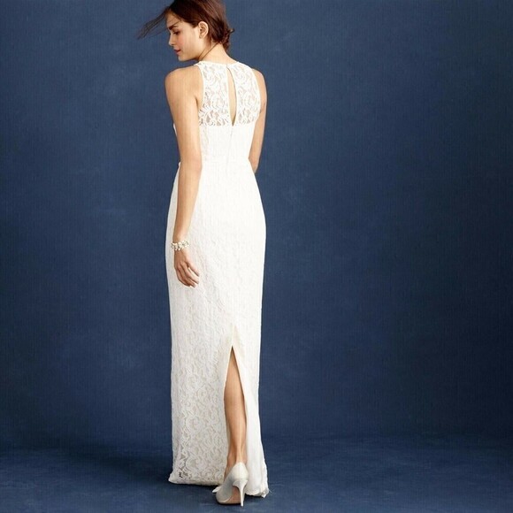 J Crew Pamela lace Maxi Dress Sleeveless Leavers Gray Formal Size 8 - Picture 5 of 14